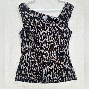 Y2K Worthington Leopard Print One Shoulder Top